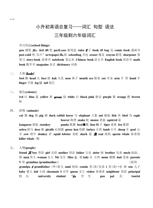 小升初英语总复习——词汇--句型--语法_图文.doc