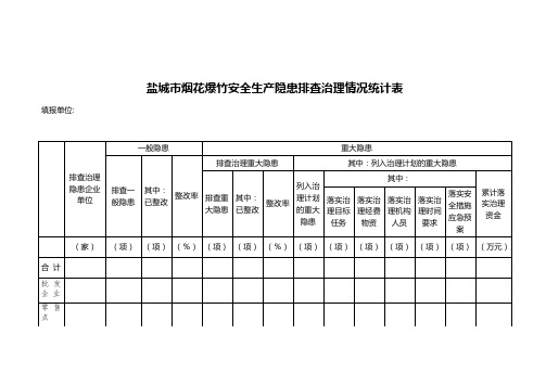 盐城烟花爆竹安全生产隐患排查治理情况统计表