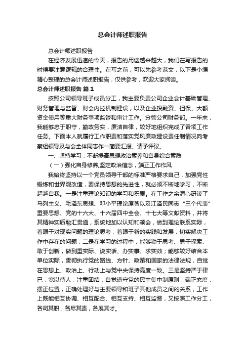 总会计师述职报告