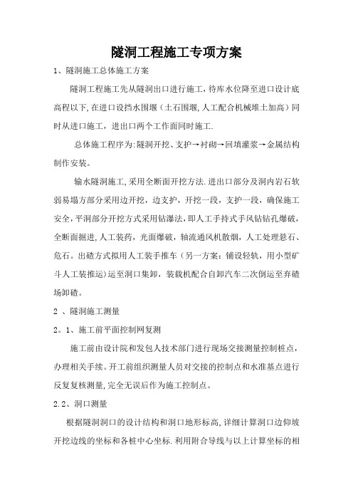隧洞工程施工专项方案