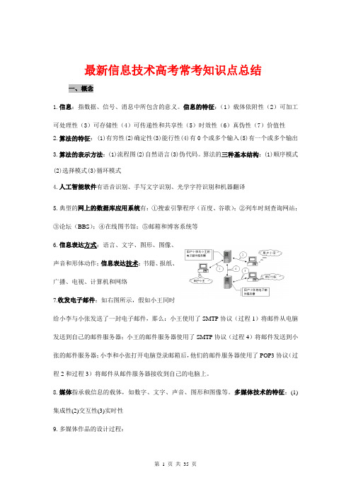 最新信息技术高考常考知识点总结(绝版)