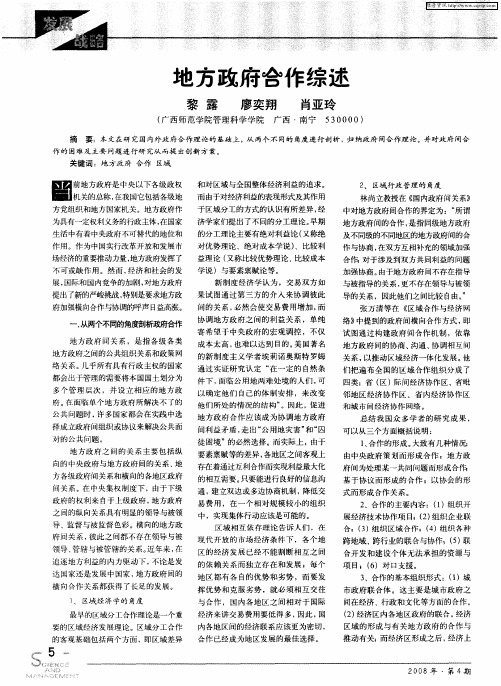 地方政府合作综述