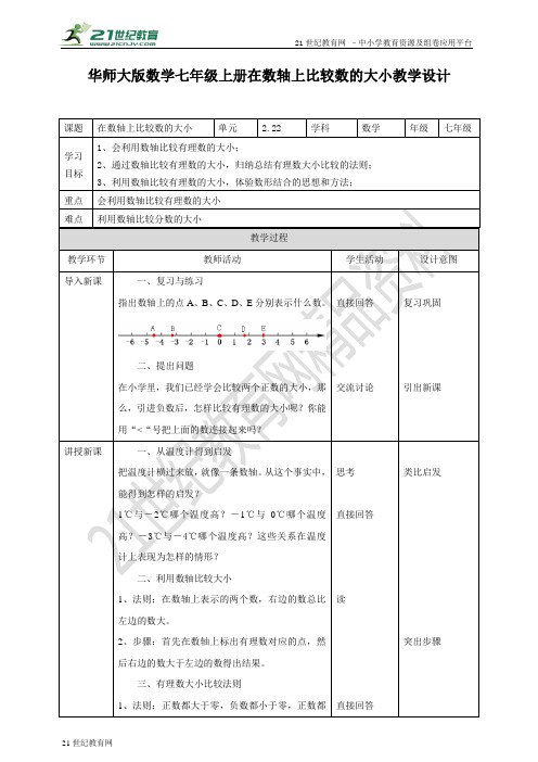 在数轴上比较数的大小（教案）