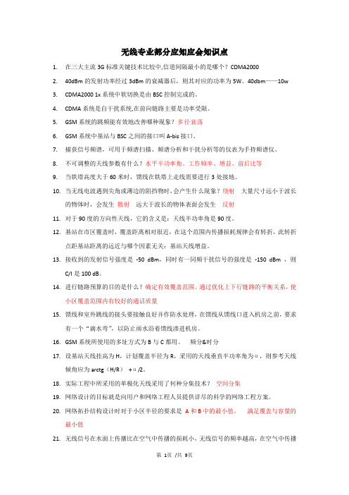 无线专业应会知识点