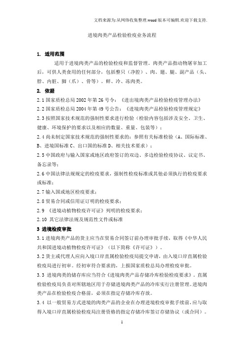 进境肉类产品检验检疫业务流程知识