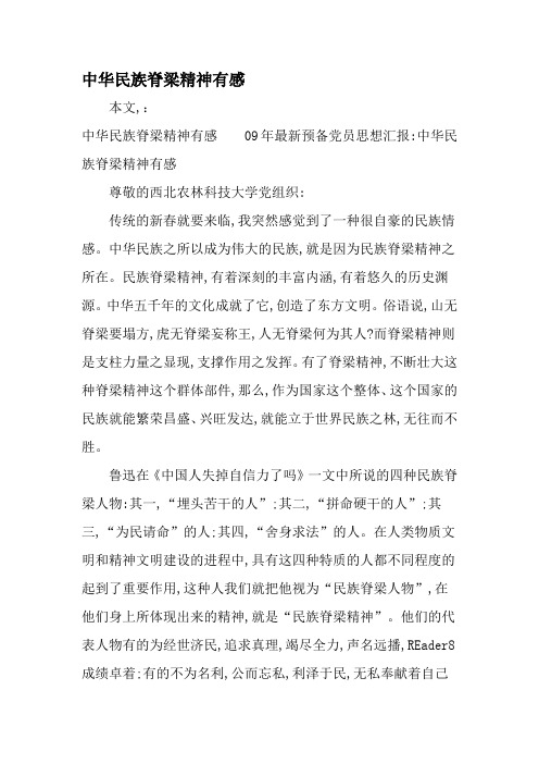中华民族脊梁精神有感-精选范文