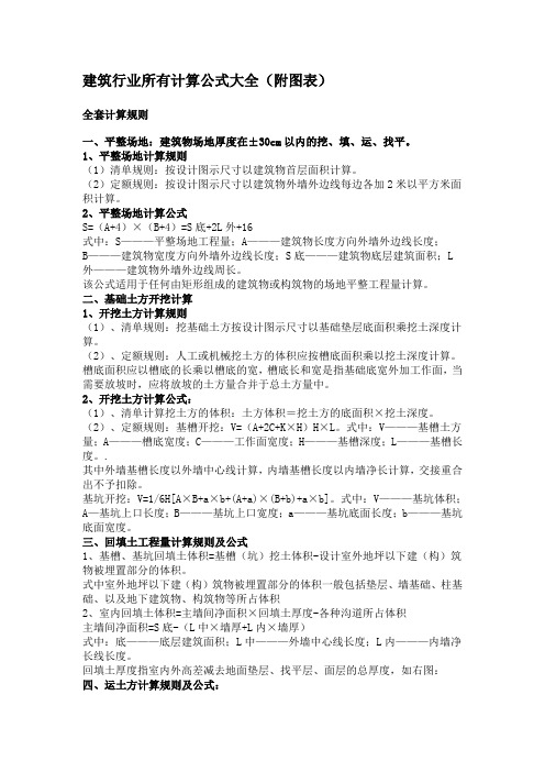 建筑行业所有计算公式大全