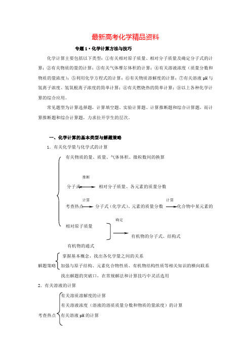 最新广东省高考化学解题方法(1)化学计算方法与技巧(解析) 含解析