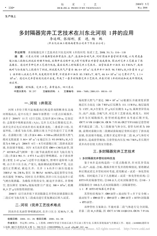 多封隔器完井工艺技术在川东北河坝1井的应用