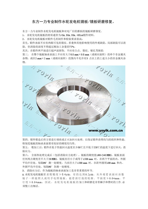 东方一力专业制作水轮发电机镜板