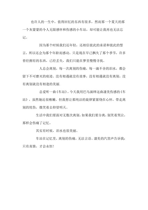 《车站》感言