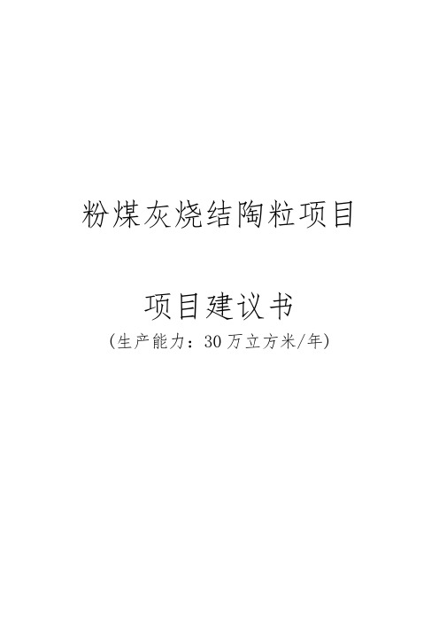 年产30万m3粉煤灰烧结陶粒项目可行性实施报告