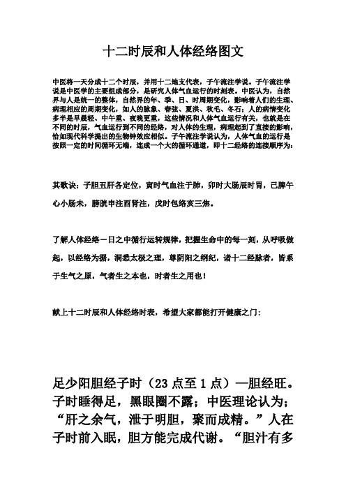 十二时辰和人体经络图文