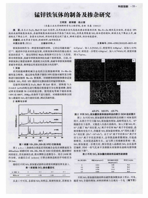 锰锌铁氧体的制备及掺杂研究