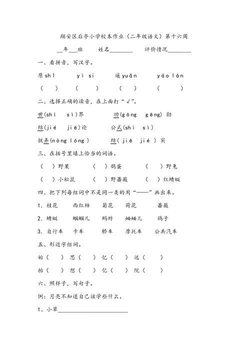 二年级语文16周