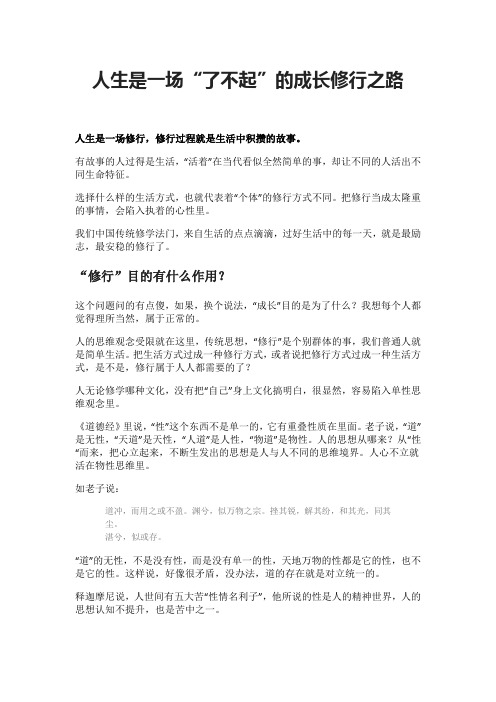 人生是一场“了不起”的成长修行之路