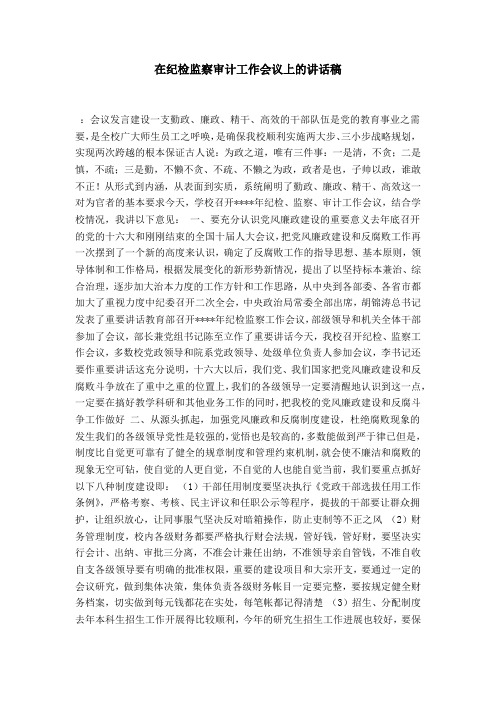 在纪检监察审计工作会议上的讲话稿-演讲致辞模板