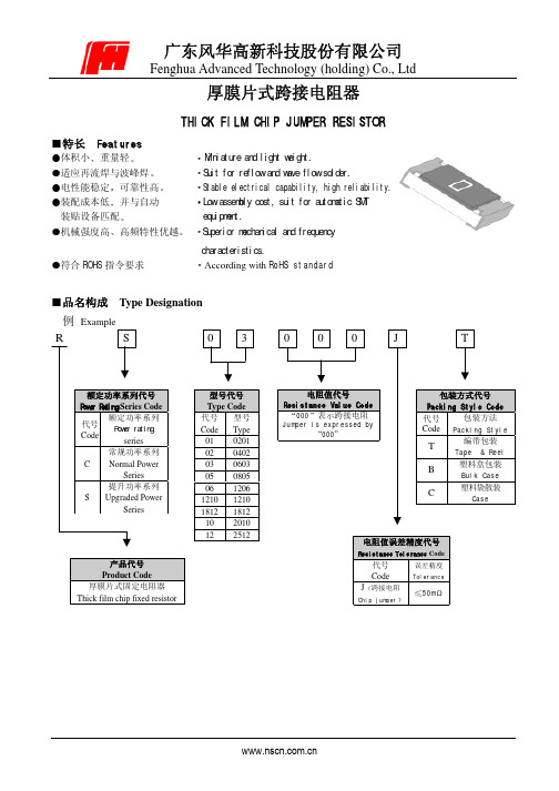 厚膜片式跨接电阻器