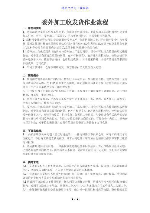 委外加工收发货作业流程,原材料、配件委外加工管理程序