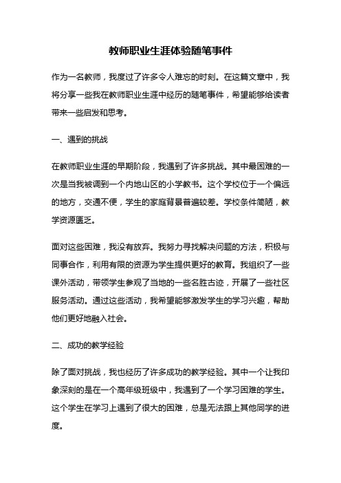 教师职业生涯体验随笔事件