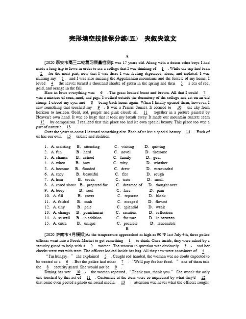2022年高考英语(新高考)二轮复习闯关练习--完形填空技能保分练(五) 夹叙夹议文