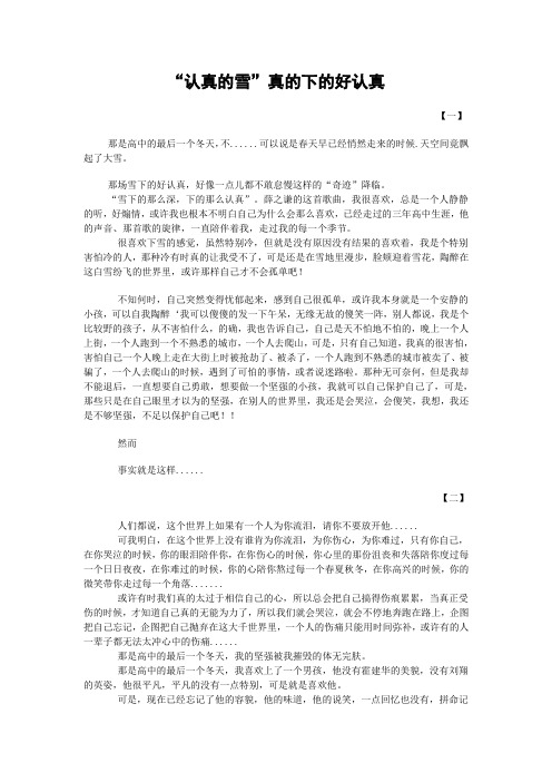 “认真的雪”真的下的好认真