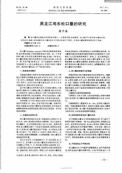 黑龙江鸡东松口蘑的研究