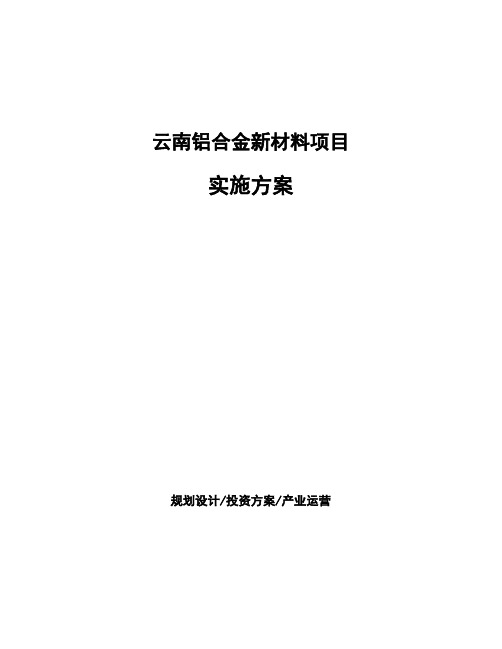 云南铝合金新材料项目实施方案