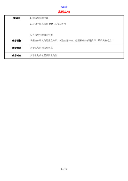 天津学大教育信息咨询有限公司中考英语专题复习 (四)宾语从句教案-人教版初中九年级全册英语教案