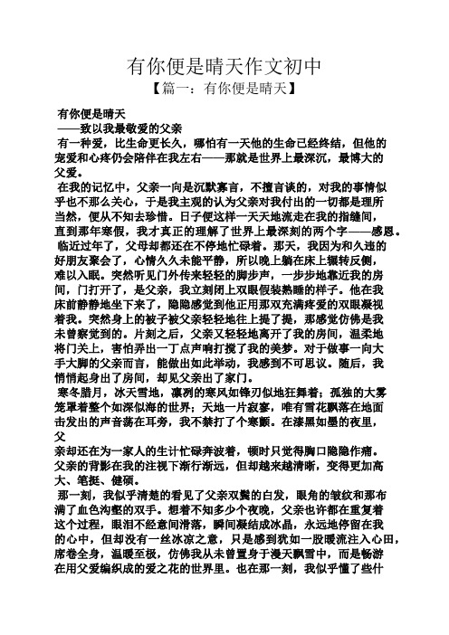 初三作文之有你便是晴天作文初中