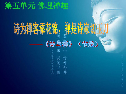 人教版高中语文选修 中国文化经典研读第五单元 佛理禅趣 大视野 诗与禅(节选)课件 (共16张PPT)