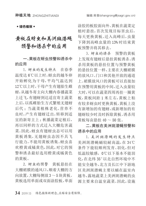 黄板在蚜虫和美洲斑潜蝇预警和诱杀中的应用