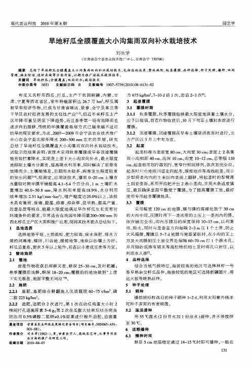 旱地籽瓜全膜覆盖大小沟集雨双向补水栽培技术