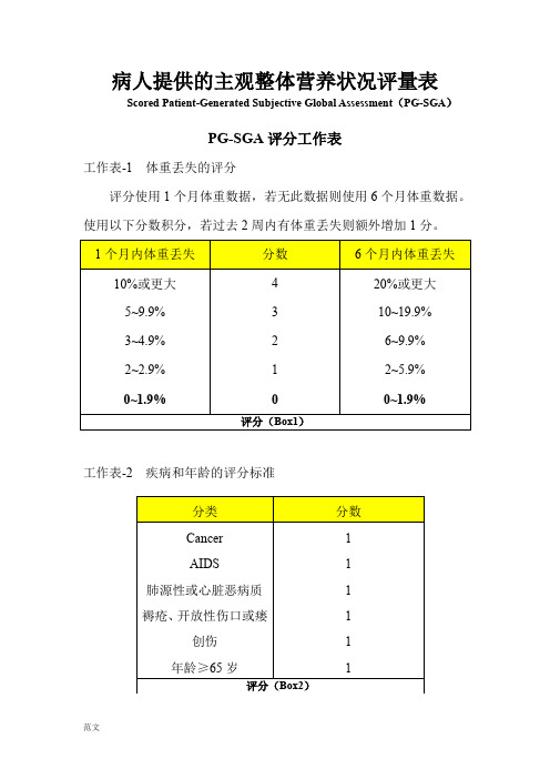 主观全面评定法(SGA)