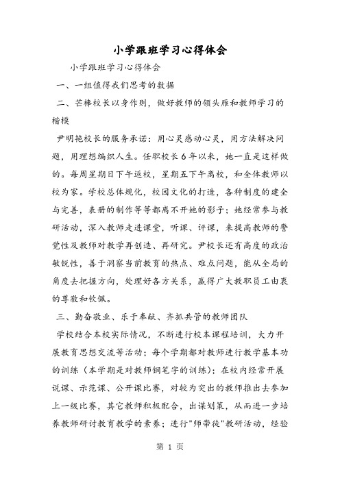 小学跟班学习心得体会-精选文档