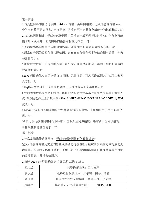 无线传感器网络技术-复习精髓