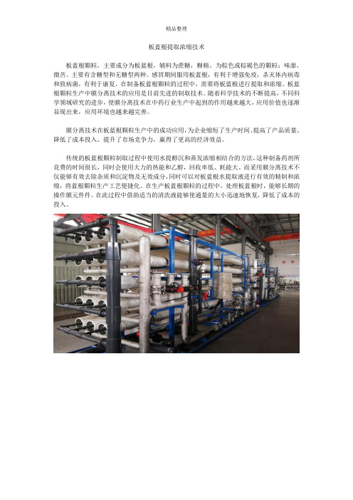 板蓝根提取浓缩技术