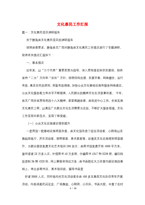 文化惠民工作汇报