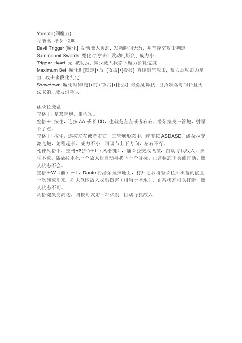 鬼泣4出招表