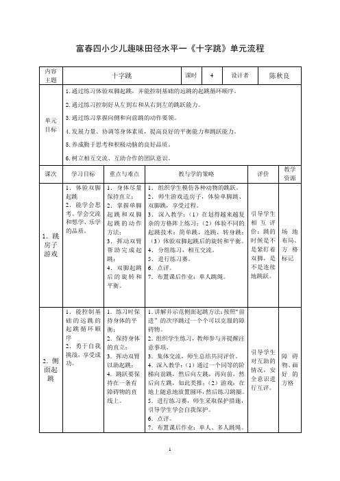 富春四小少儿趣味田径水平一《十字跳》单元流程