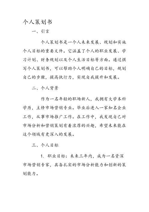 个人策划书