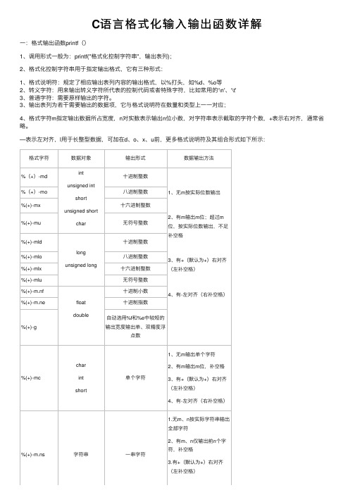 C语言格式化输入输出函数详解