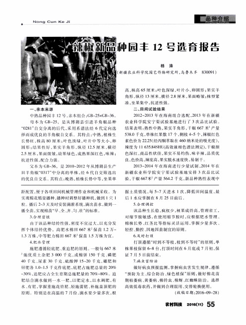 辣椒新品种园丰12号选育报告