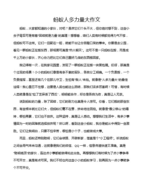 蚂蚁人多力量大作文