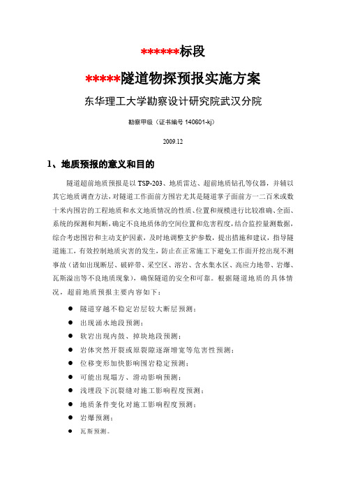 隧道超前预报实施方案-12页文档资料