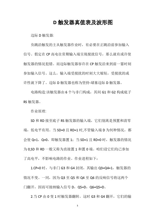 D触发器真值表及波形图