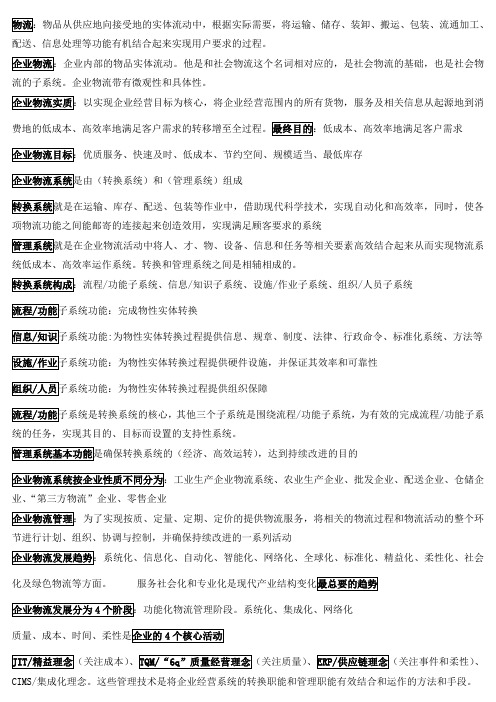 物流师复习大纲(DOC)