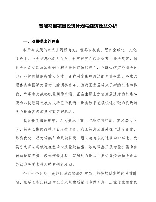 智能马桶项目投资计划与经济效益分析