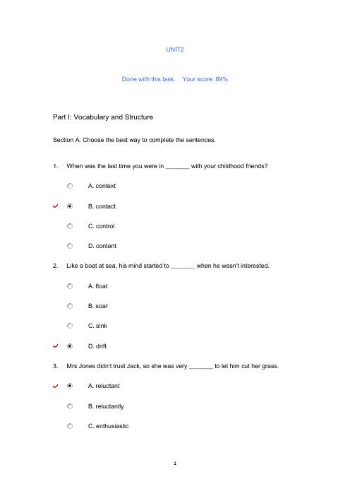 新标准大学英语综合教程3unittest答案unit2(2020年整理).pdf