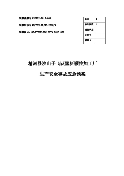 4、飞跃塑料颗粒加工厂综合应急处置预案(最终版)